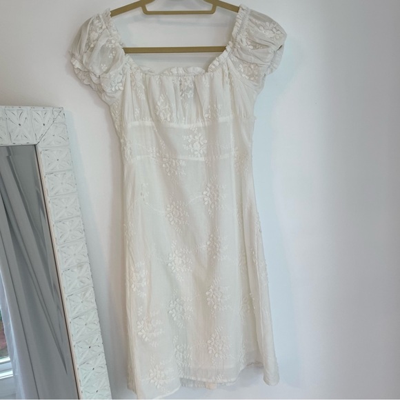 NWT O.P.T. White Ethereal Floral Embroidered Cap Sleeve Mini Dress - Picture 16 of 16